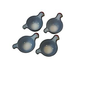 Vintage GlassBake Bird Ramekins Set of 4 Milk Glass Hens Dishes, Cottagecore,